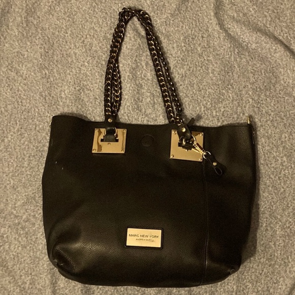MARC New York | Andrew Mark Women’s Black Tote/Shoulder Bag w Goldtone Chain